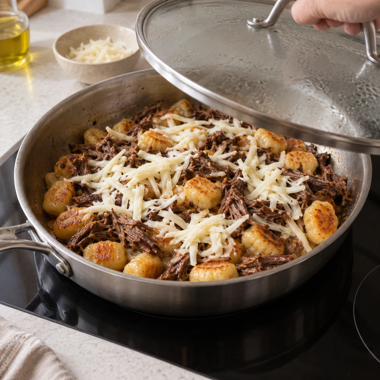 Crisp with beef and cheese