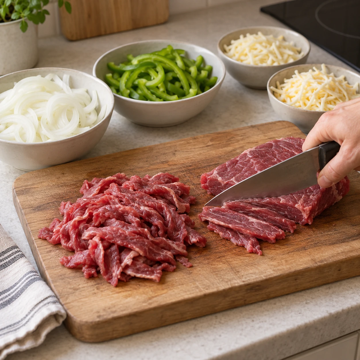 Prepare the steak and vegetables