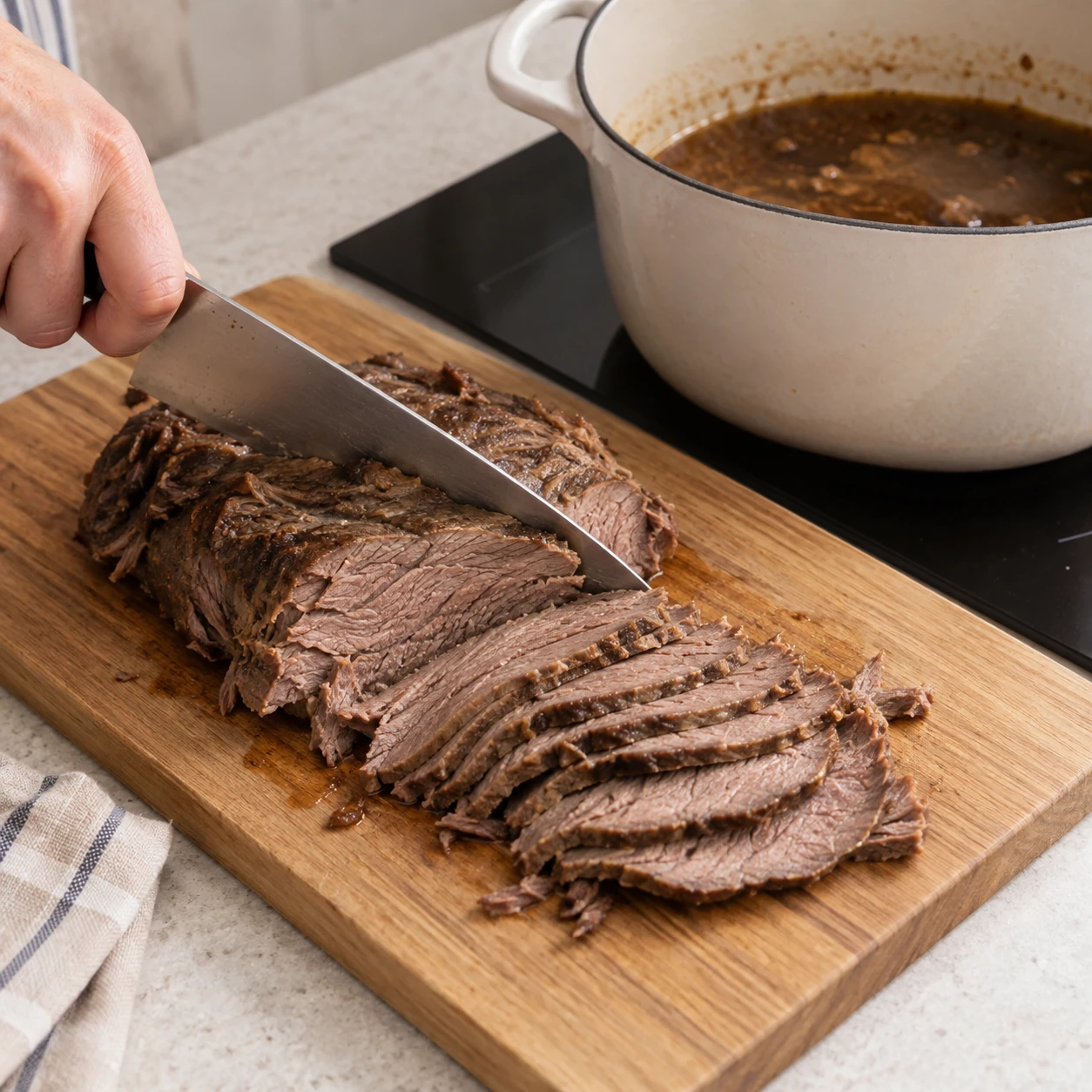 Cool and slice the beef