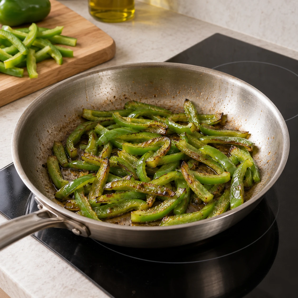 Cook the sweet peppers