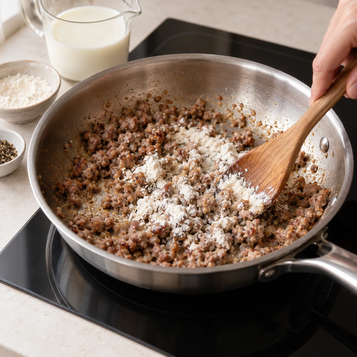 Make the sausage gravy