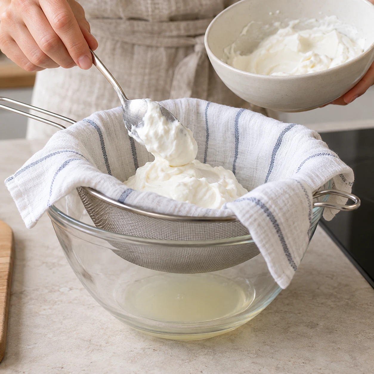 Drain the Greek yogurt