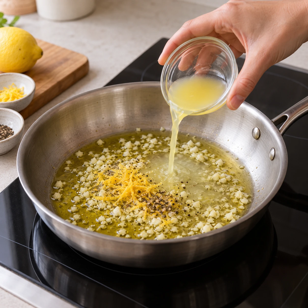 Build the lemon-garlic skillet