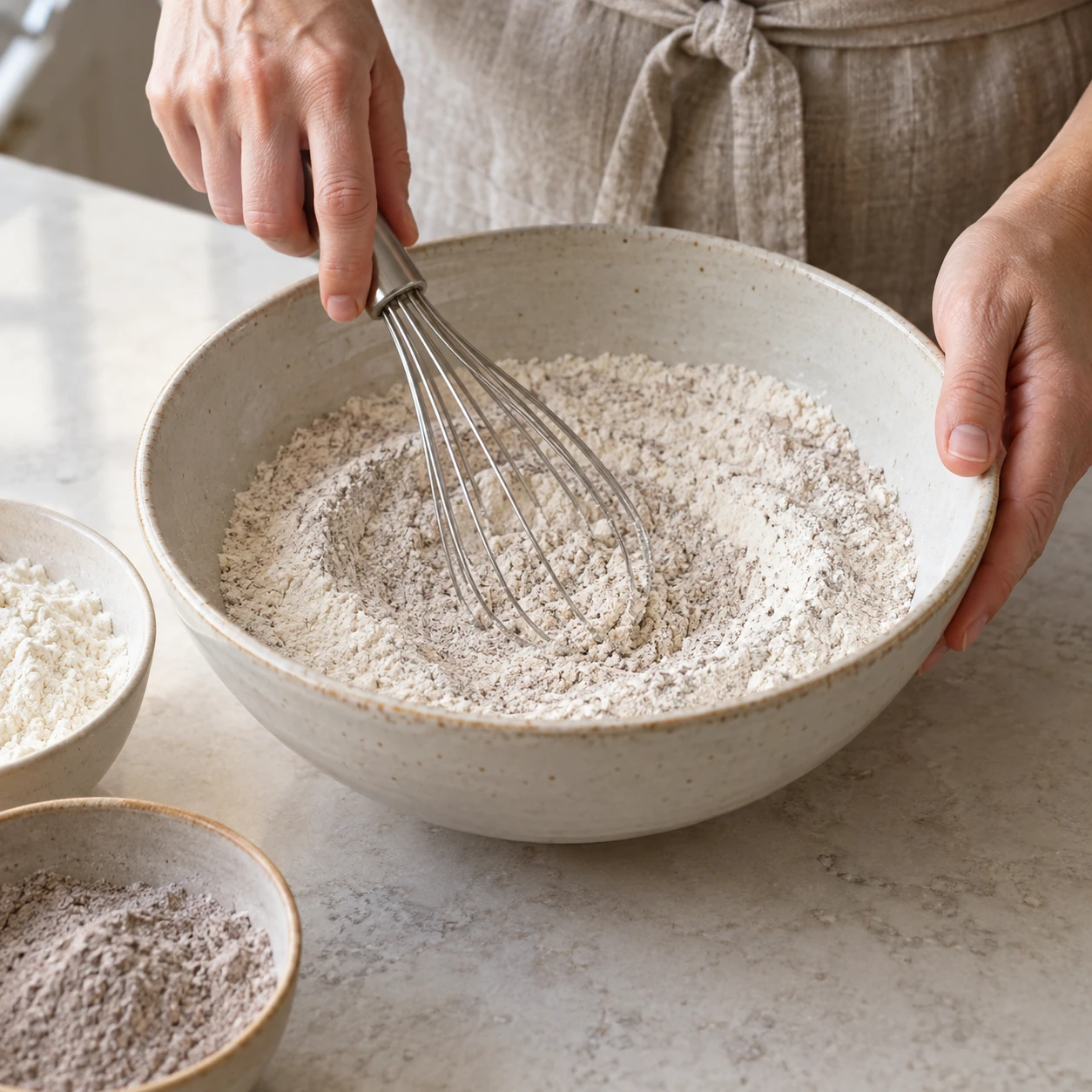Blend the two flours