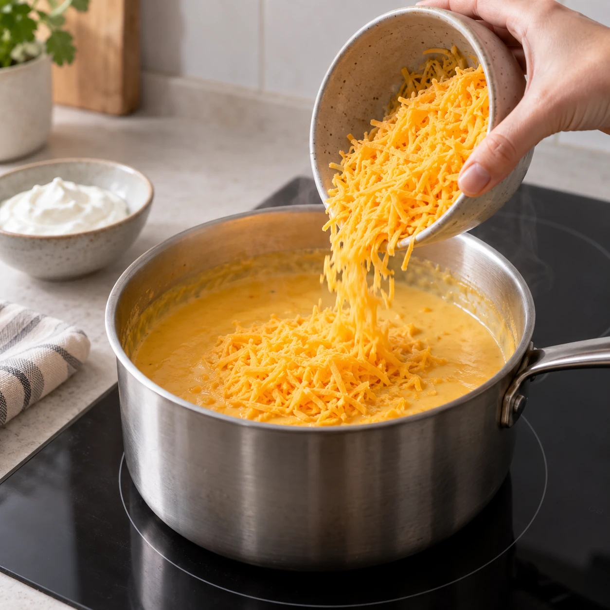 Blend the vegetable cheddar sauce