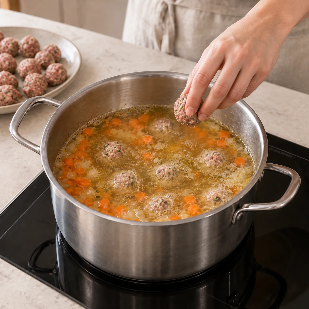 Simmer the meatballs