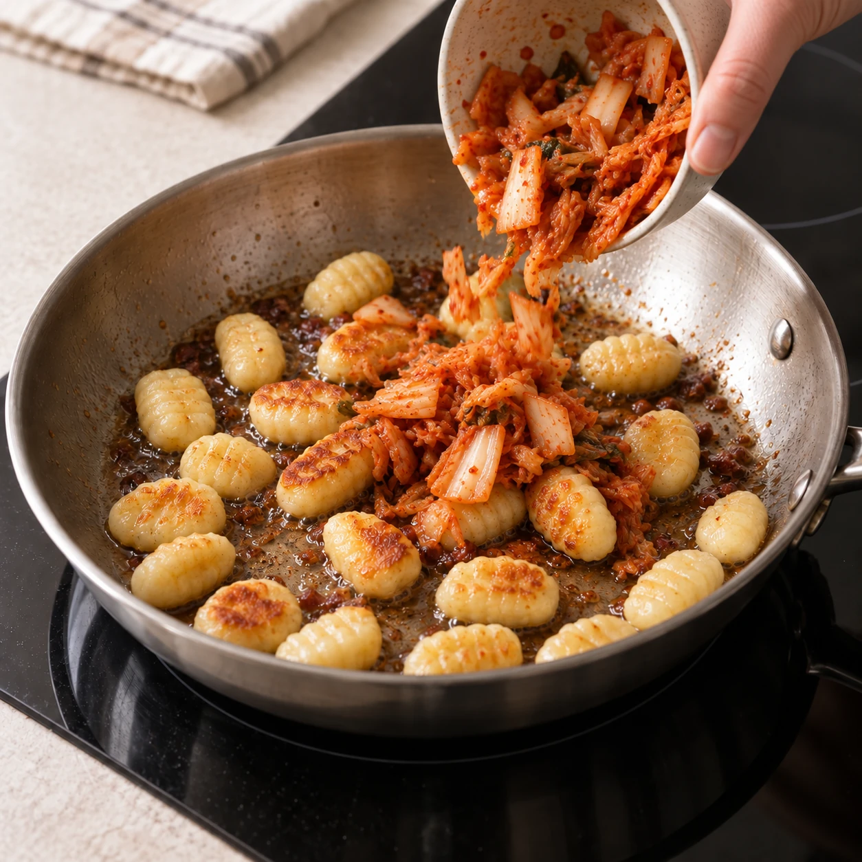 Add the kimchi finish