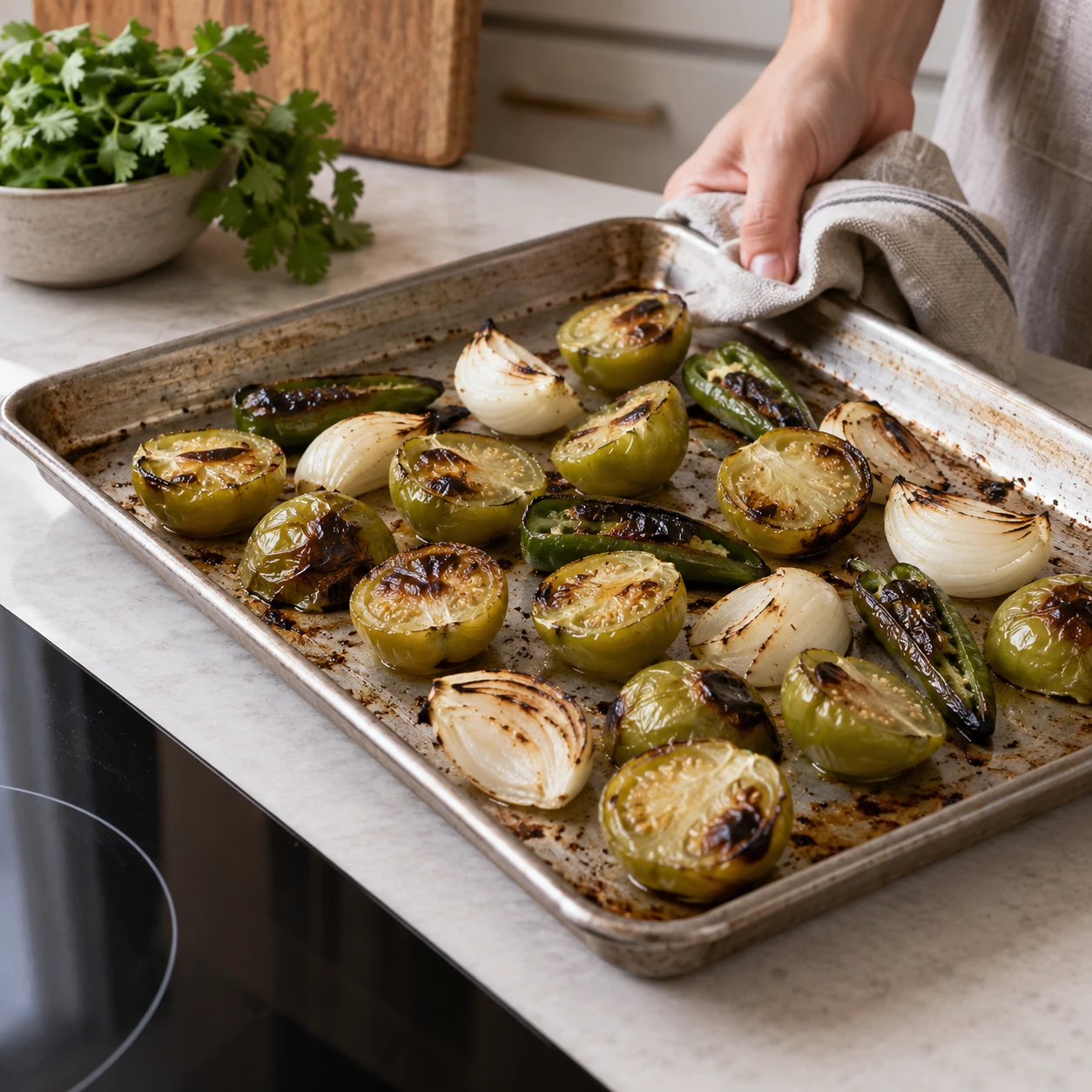 Roast the salsa vegetables