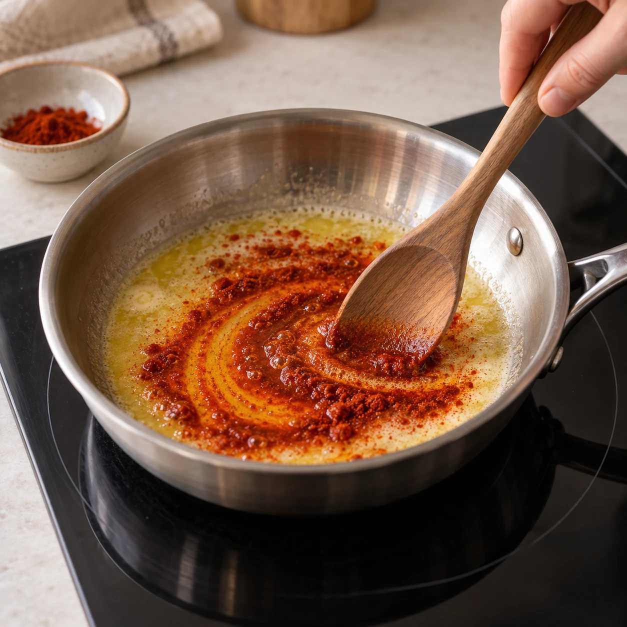 Bloom the paprika butter