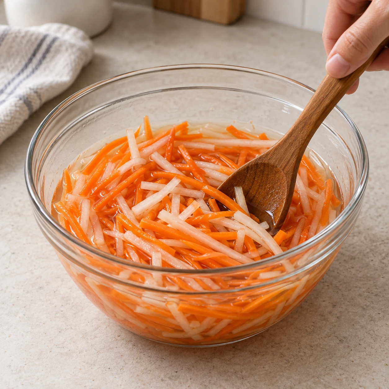 Quick-pickle the vegetables