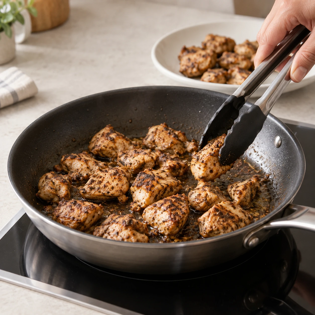Season and cook the chicken