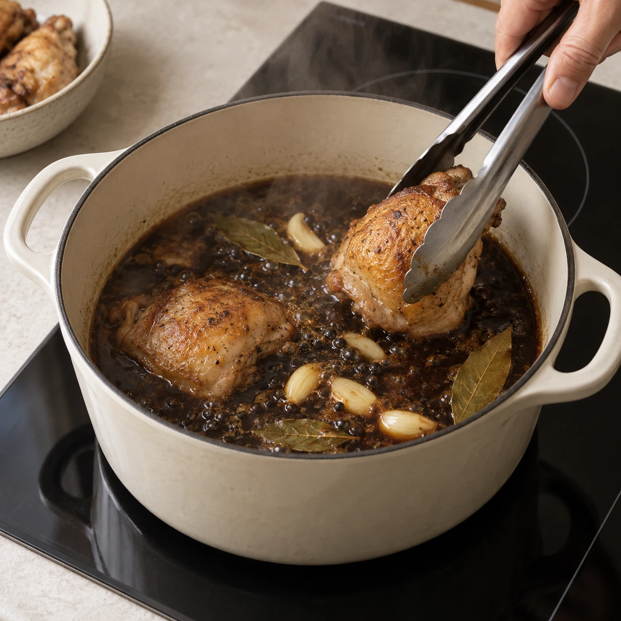Build the adobo braise