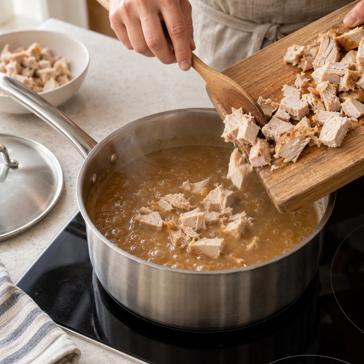 Warm the turkey gravy