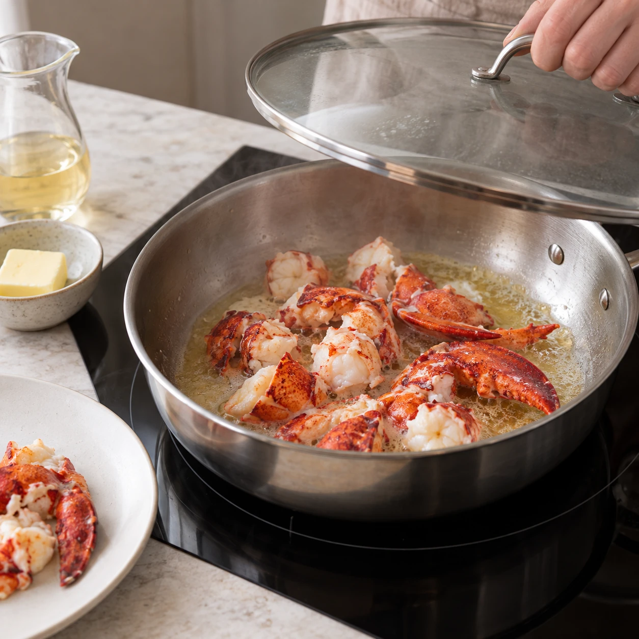 Poach the lobster gently