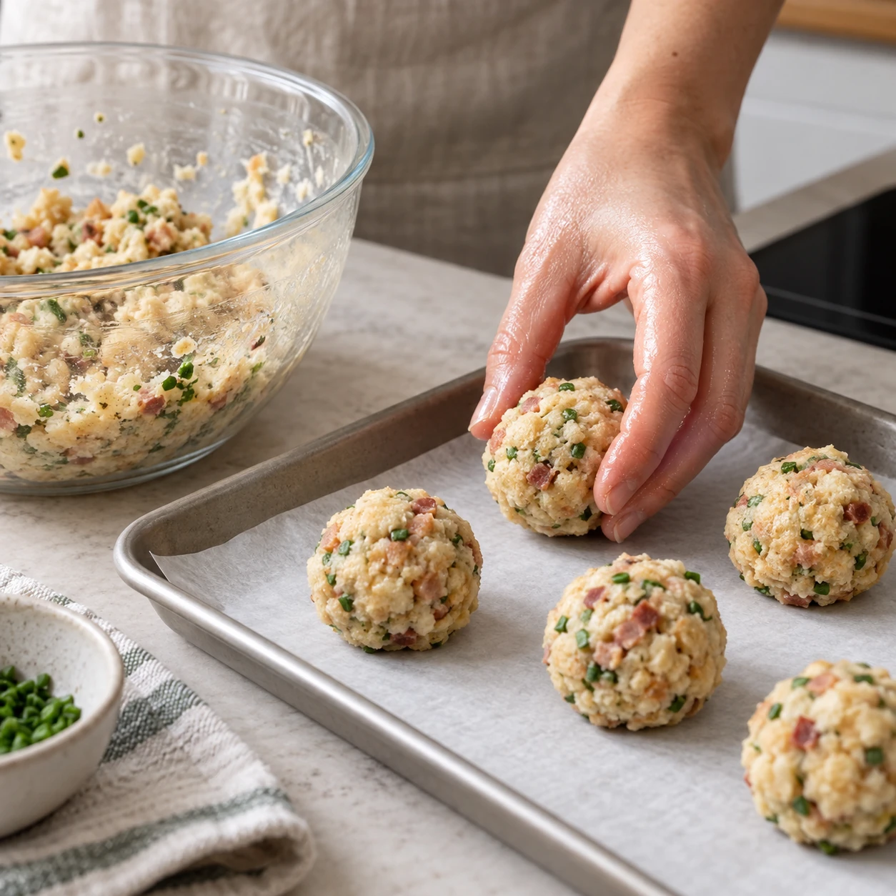 Shape the traditional bread dumplings