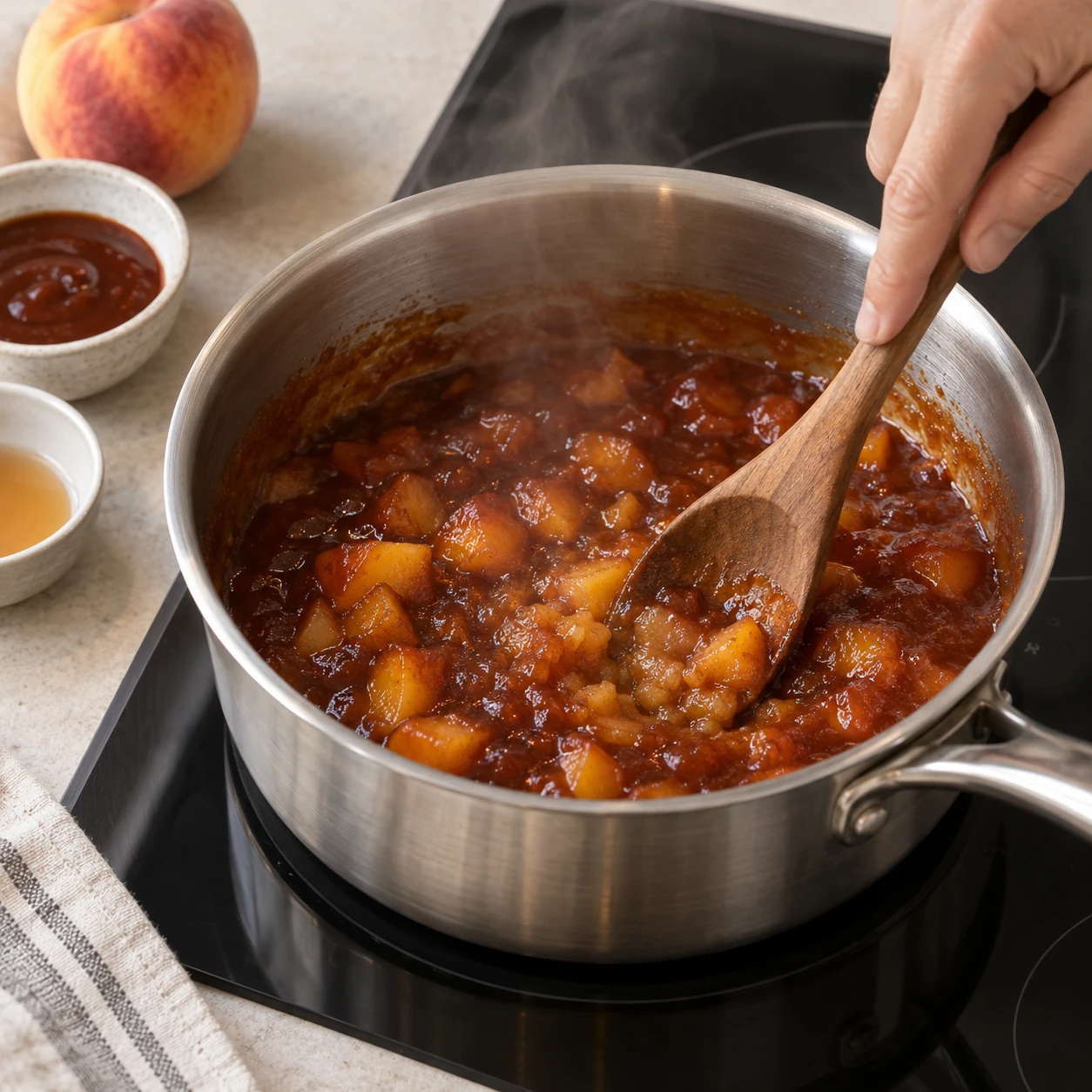 Make the peach barbecue glaze