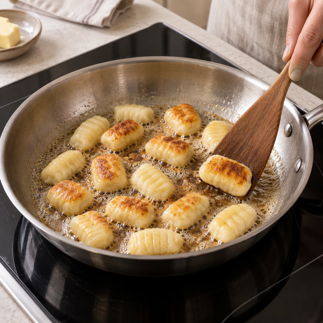 Brown the butter and gnocchi
