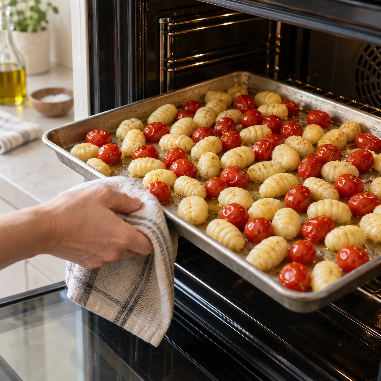 Bake the gnocchi and tomatoes