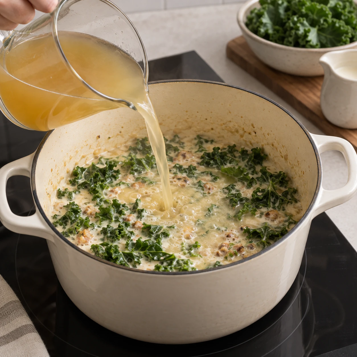 Build the creamy broth