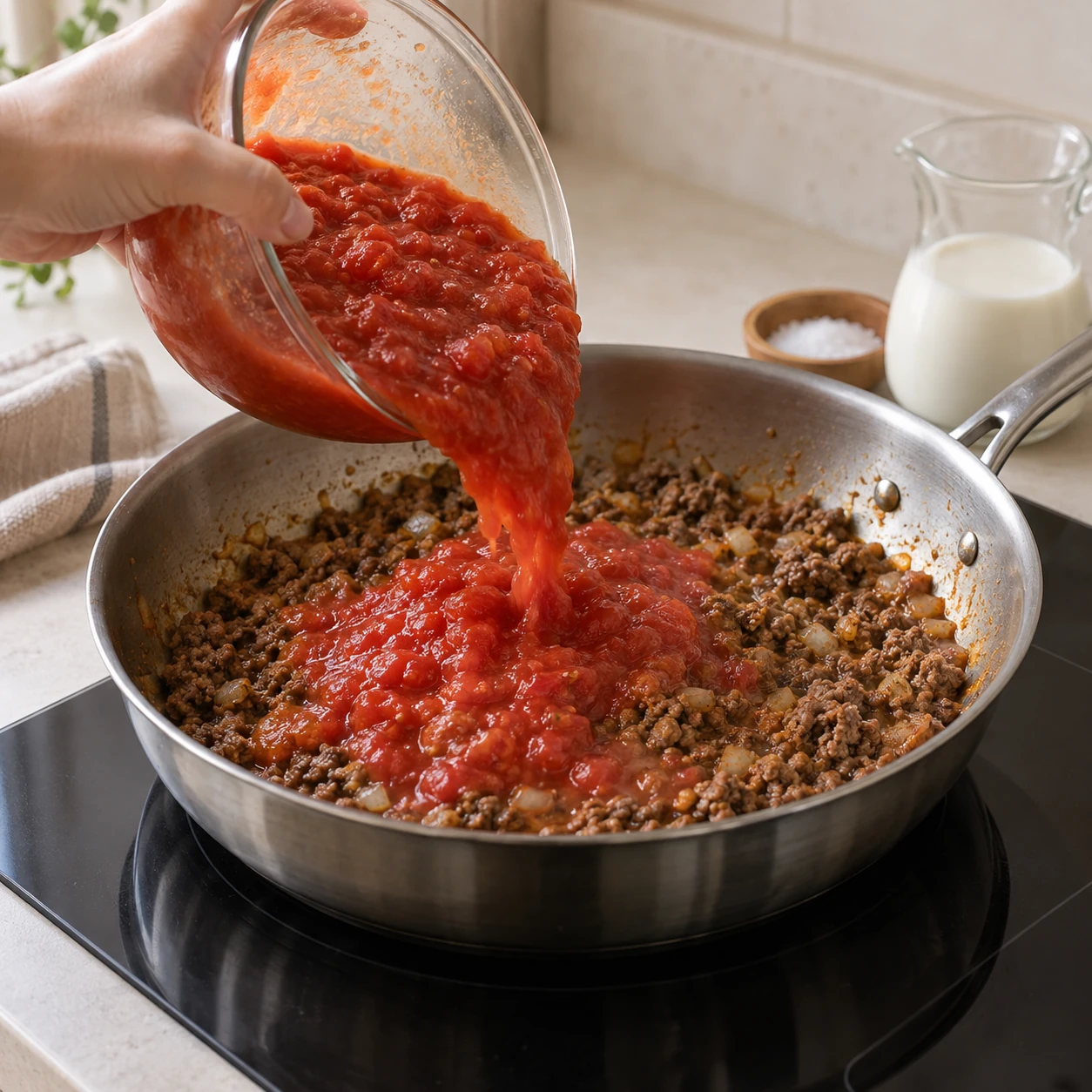 Simmer the tomato cream sauce