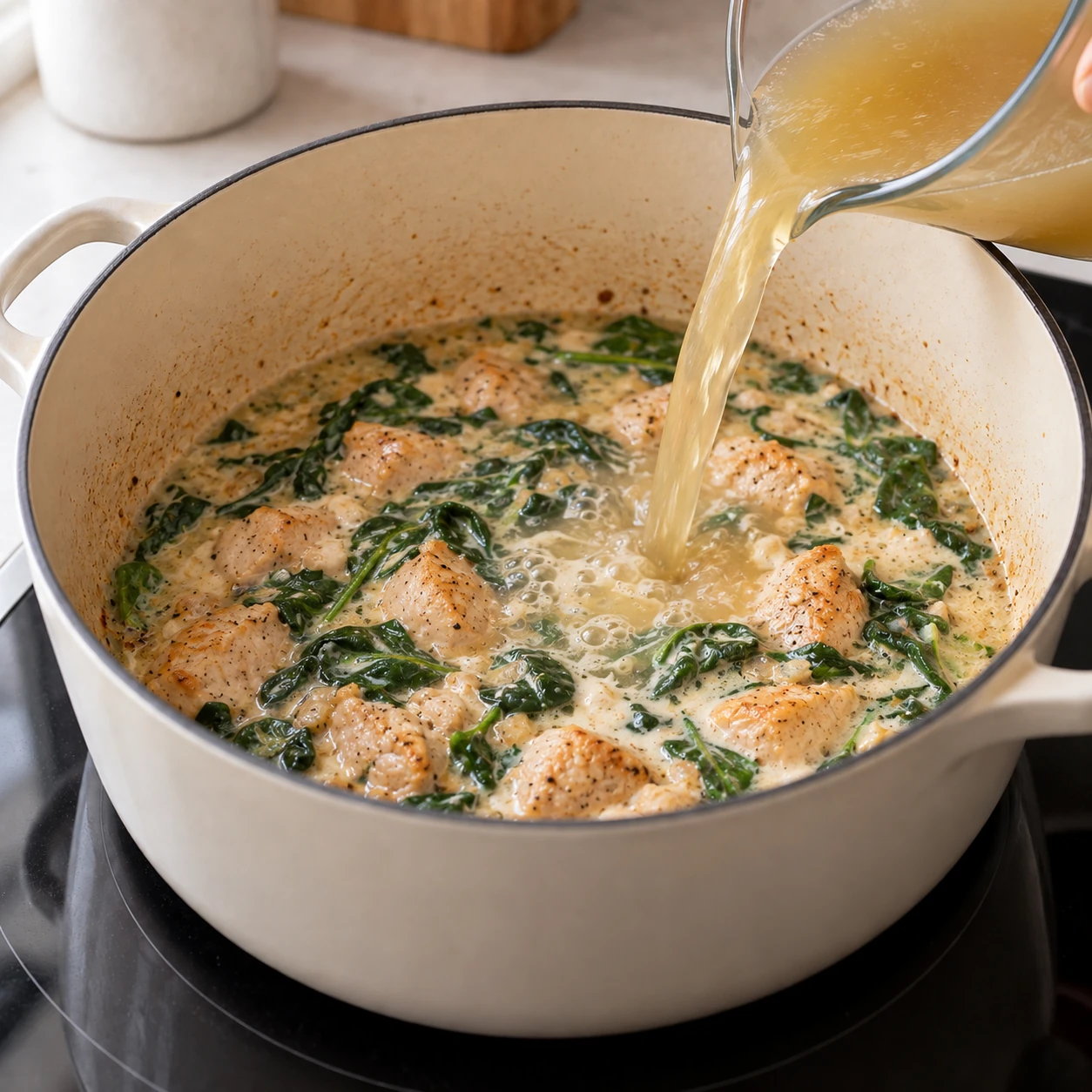 Build the creamy broth