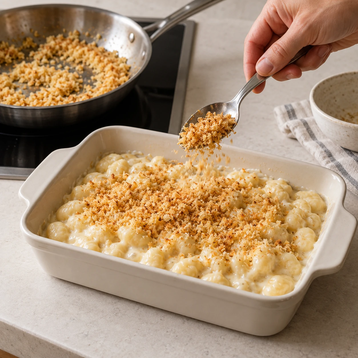 Add the panko topping