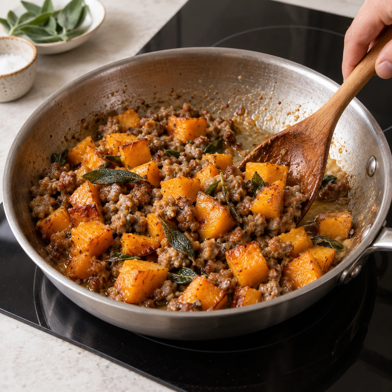 Make the sage and squash sauce