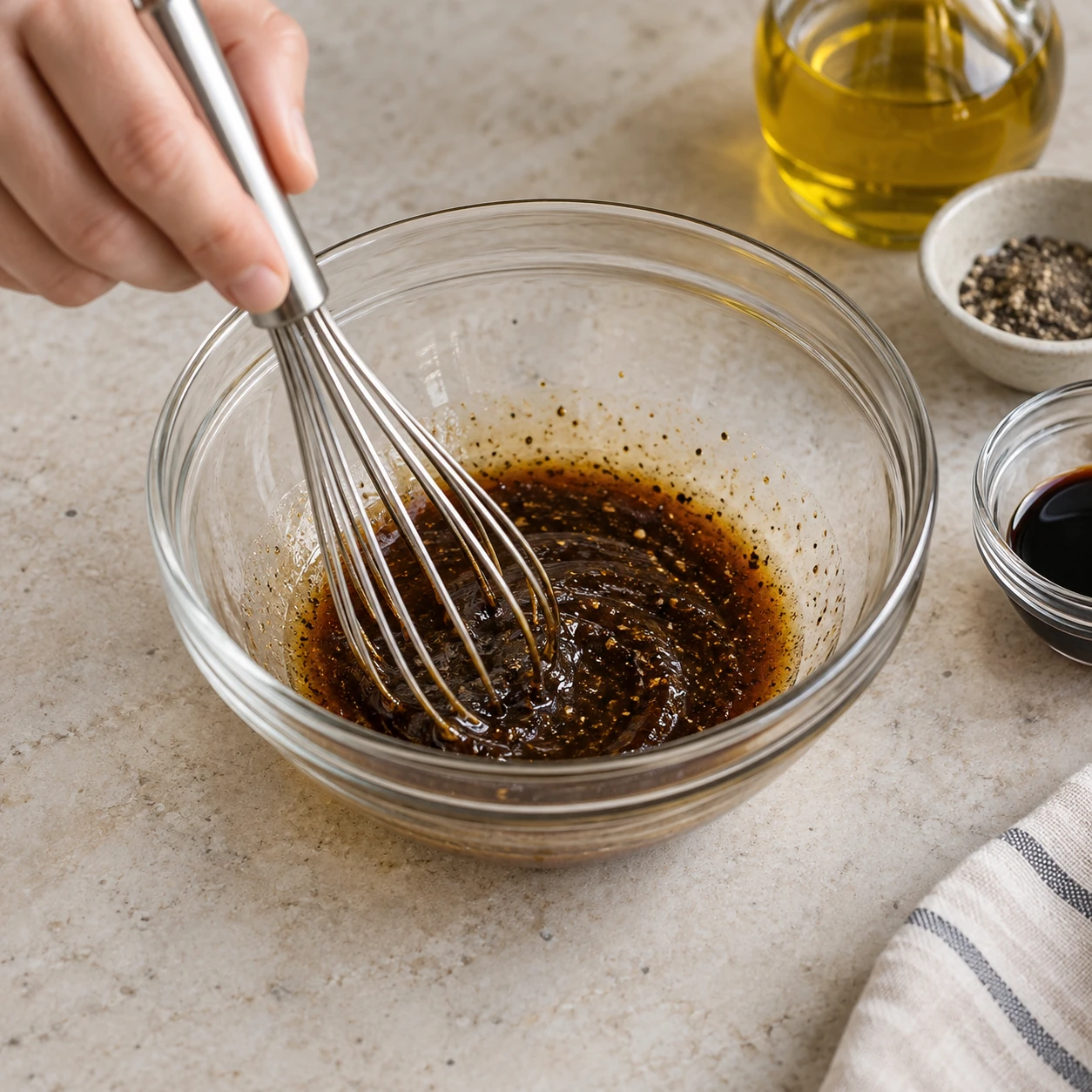 Whisk the balsamic dressing