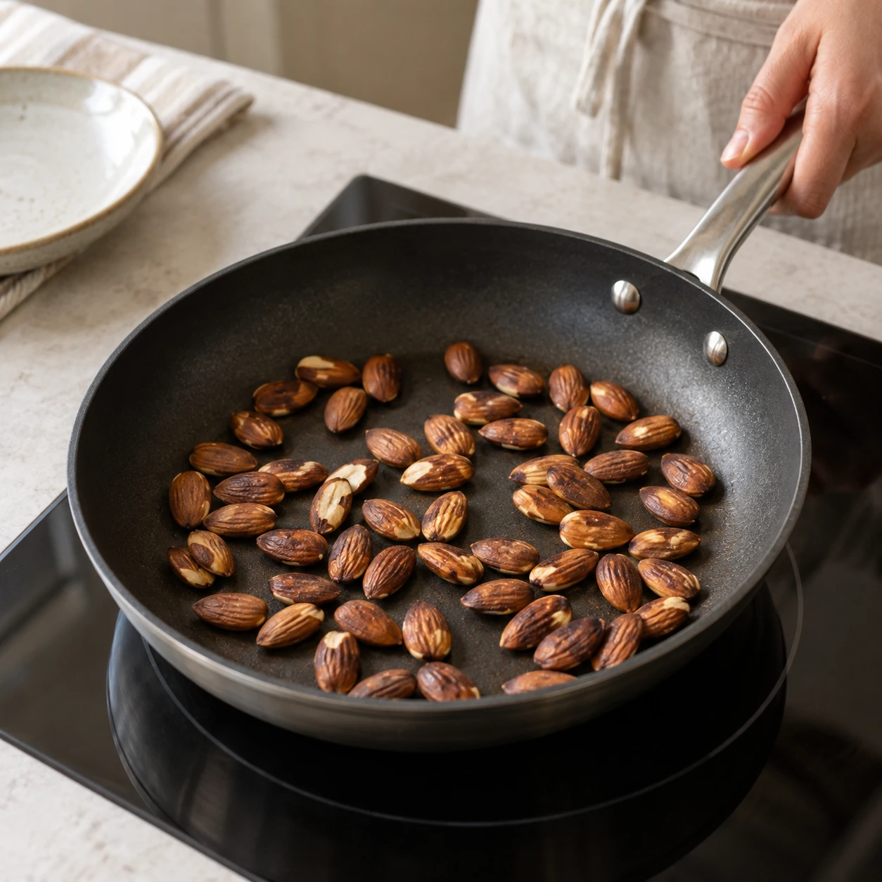 Toast the almonds