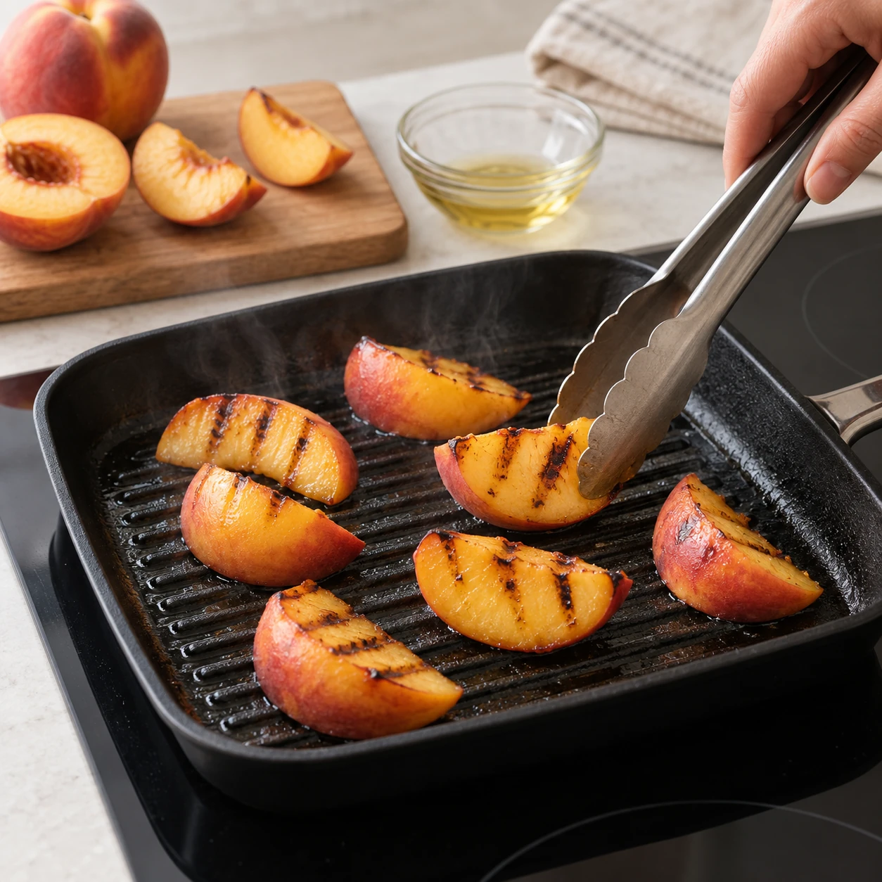 Grill the peaches