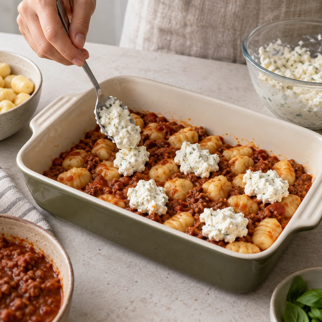 Layer the gnocchi lasagna