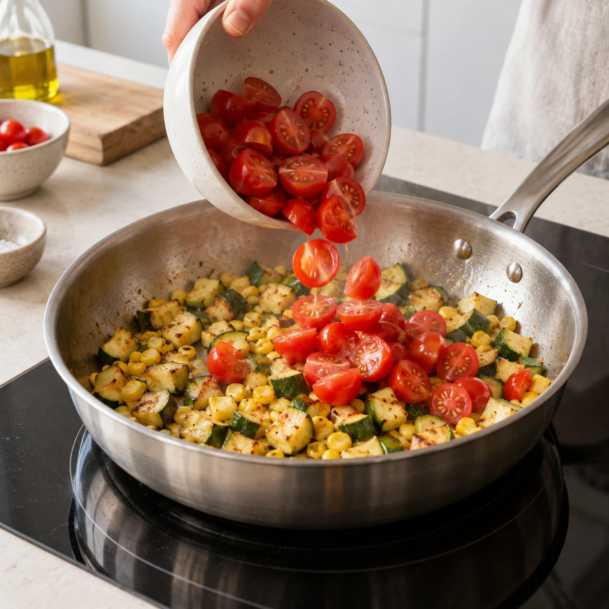 Cook the summer vegetables
