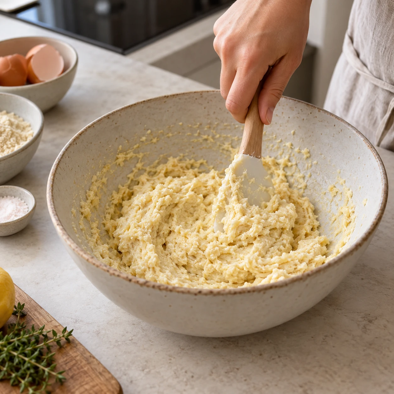 Mix the almond dough
