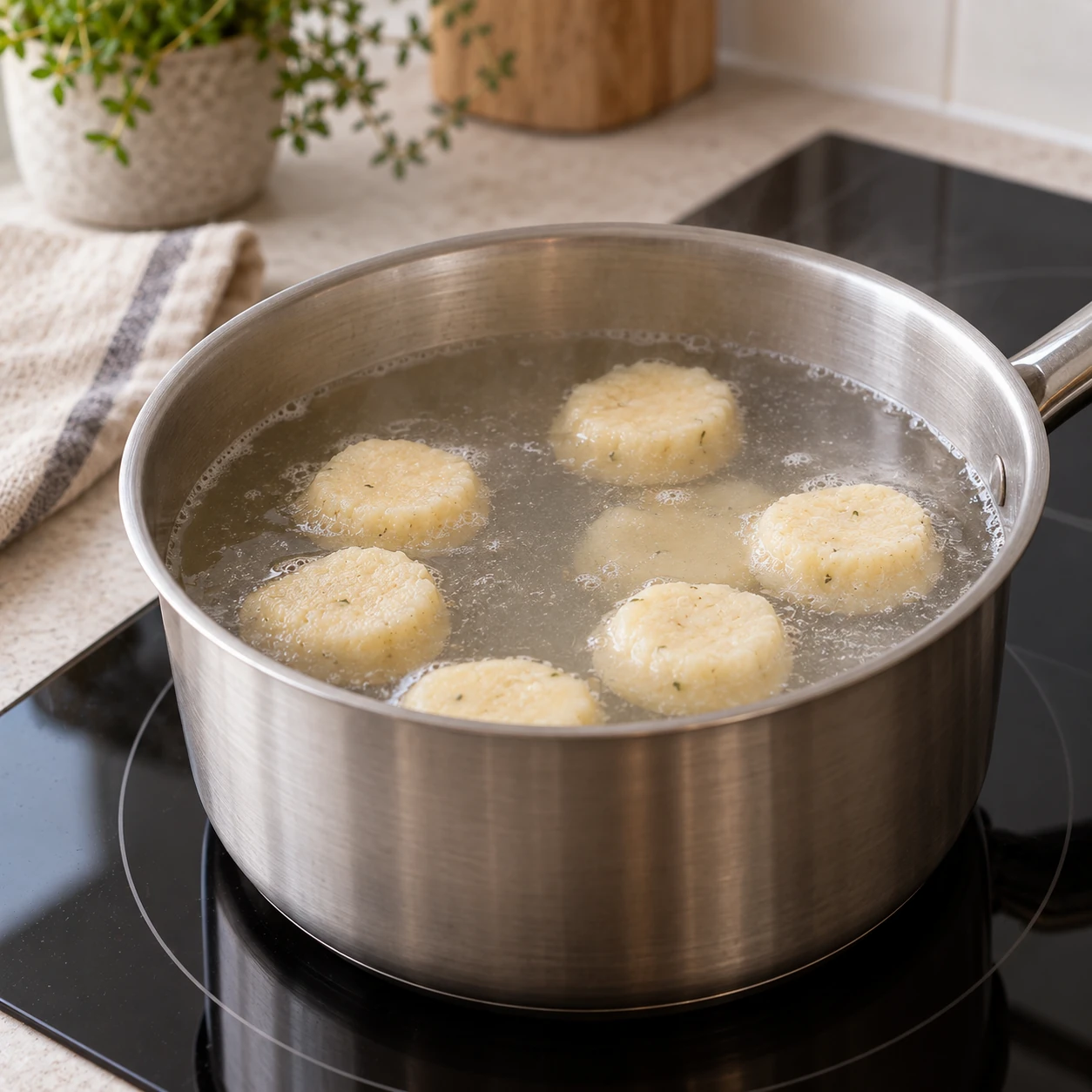 Poach the chilled discs