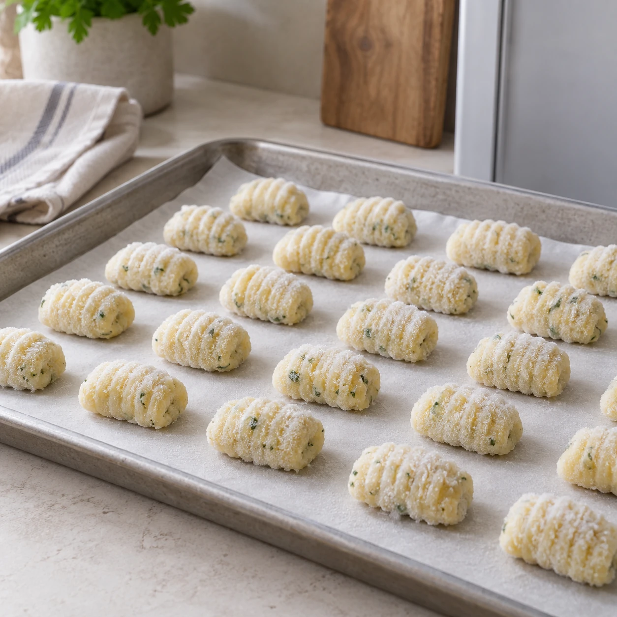 Freeze the shaped gnocchi