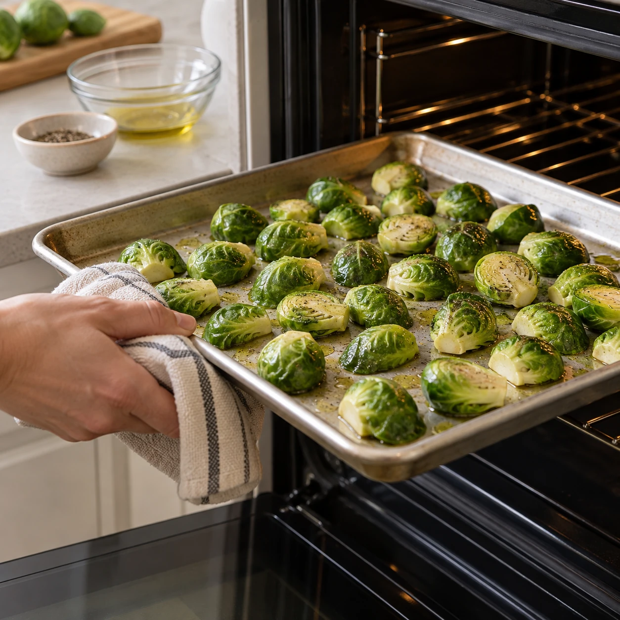 Roast the Brussels sprouts