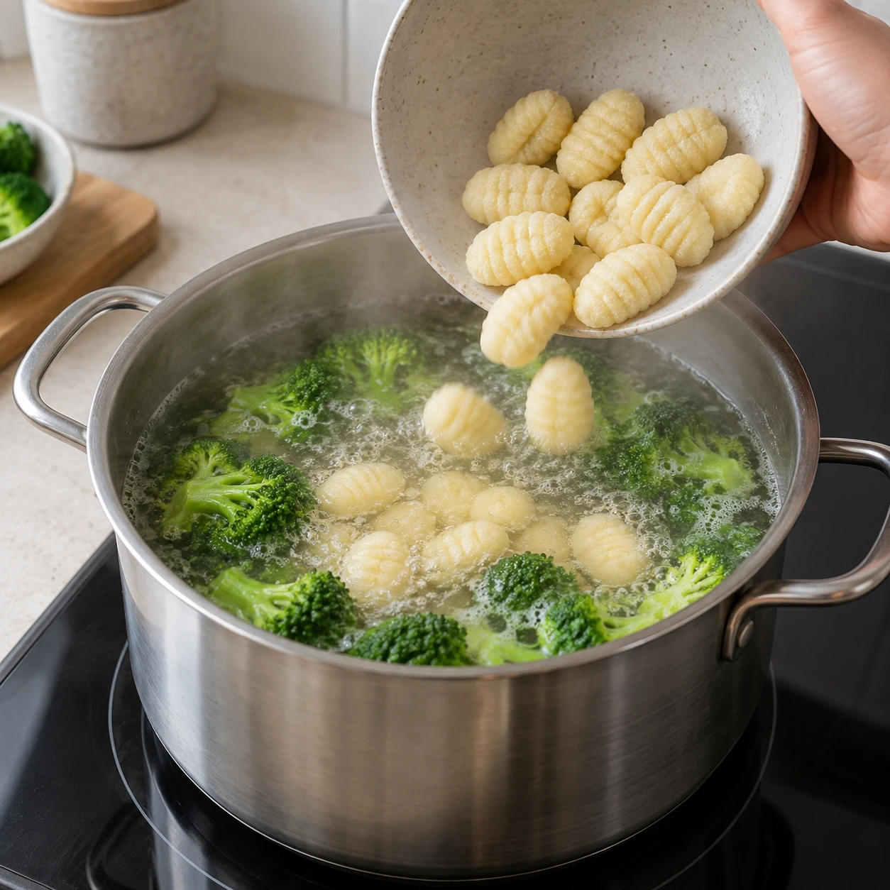 Cook the broccoli and gnocchi