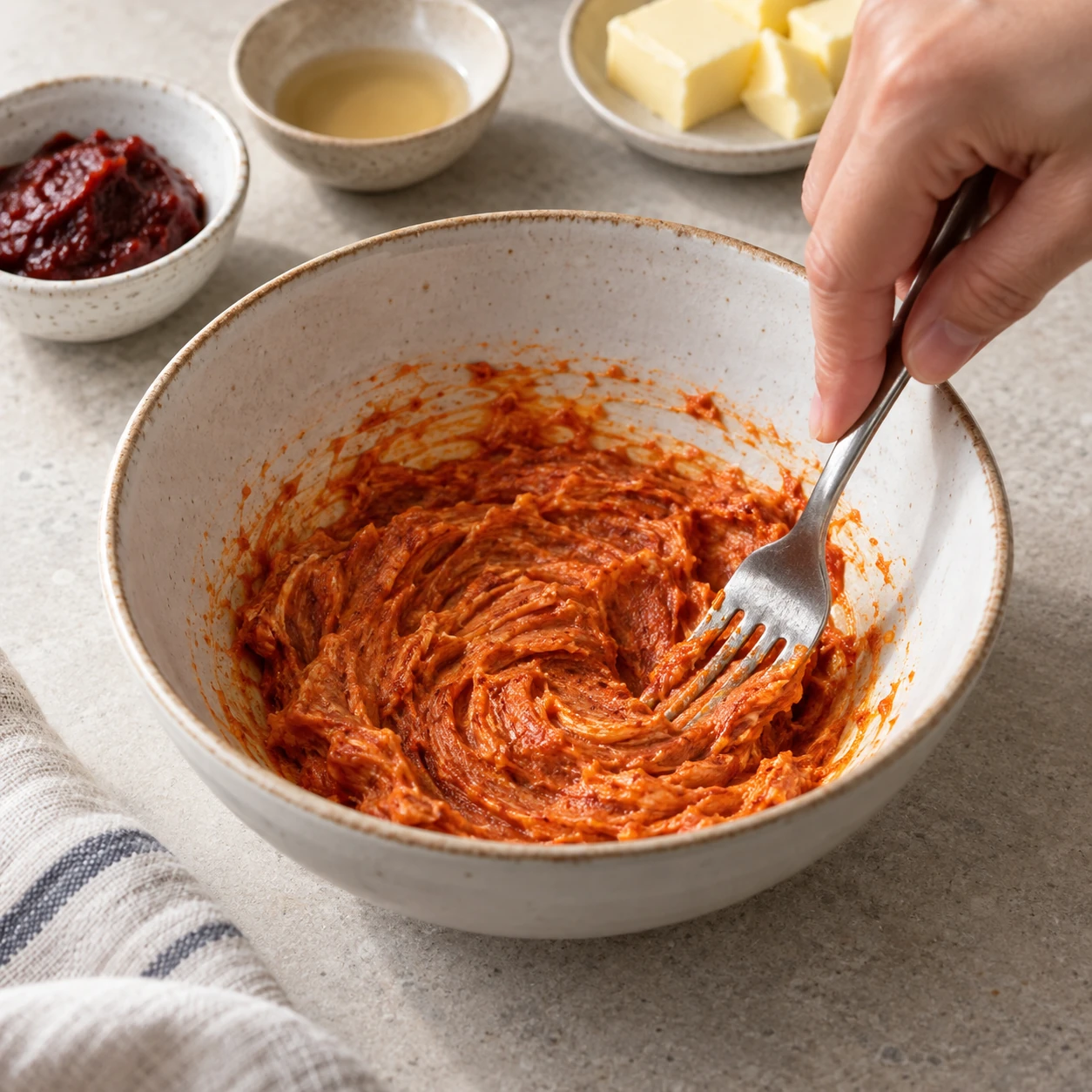Make the gochujang butter