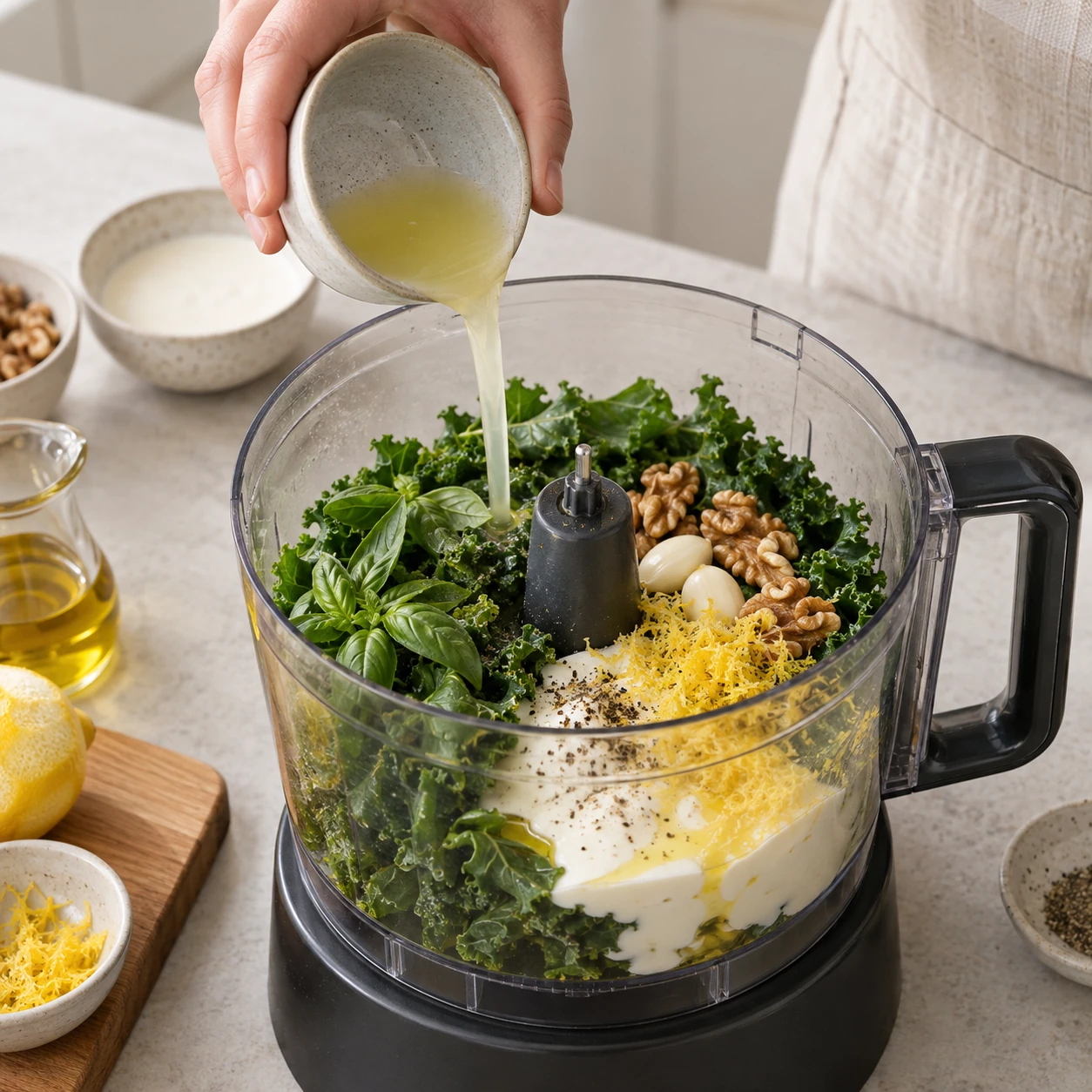 Blend the creamy pesto