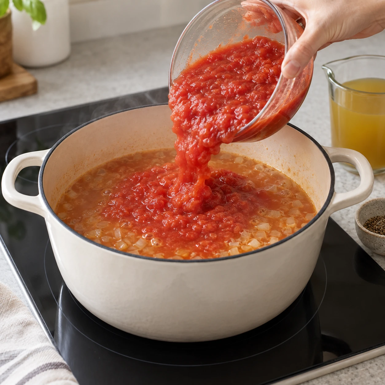 Simmer the tomato base