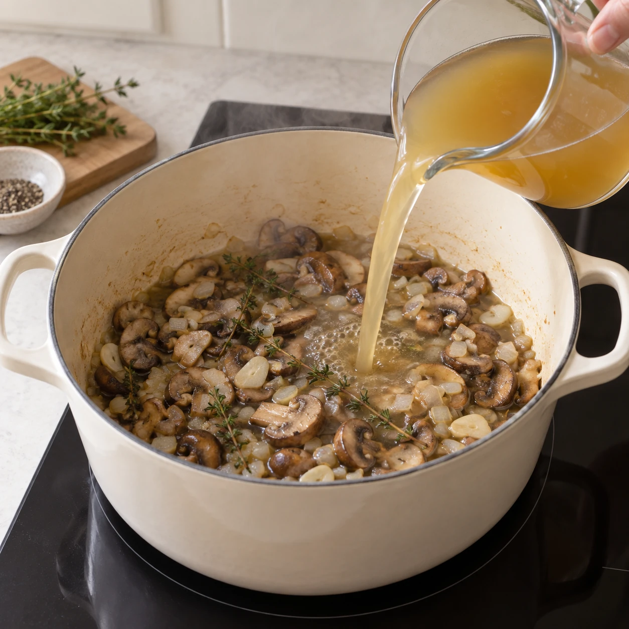 Build the mushroom broth