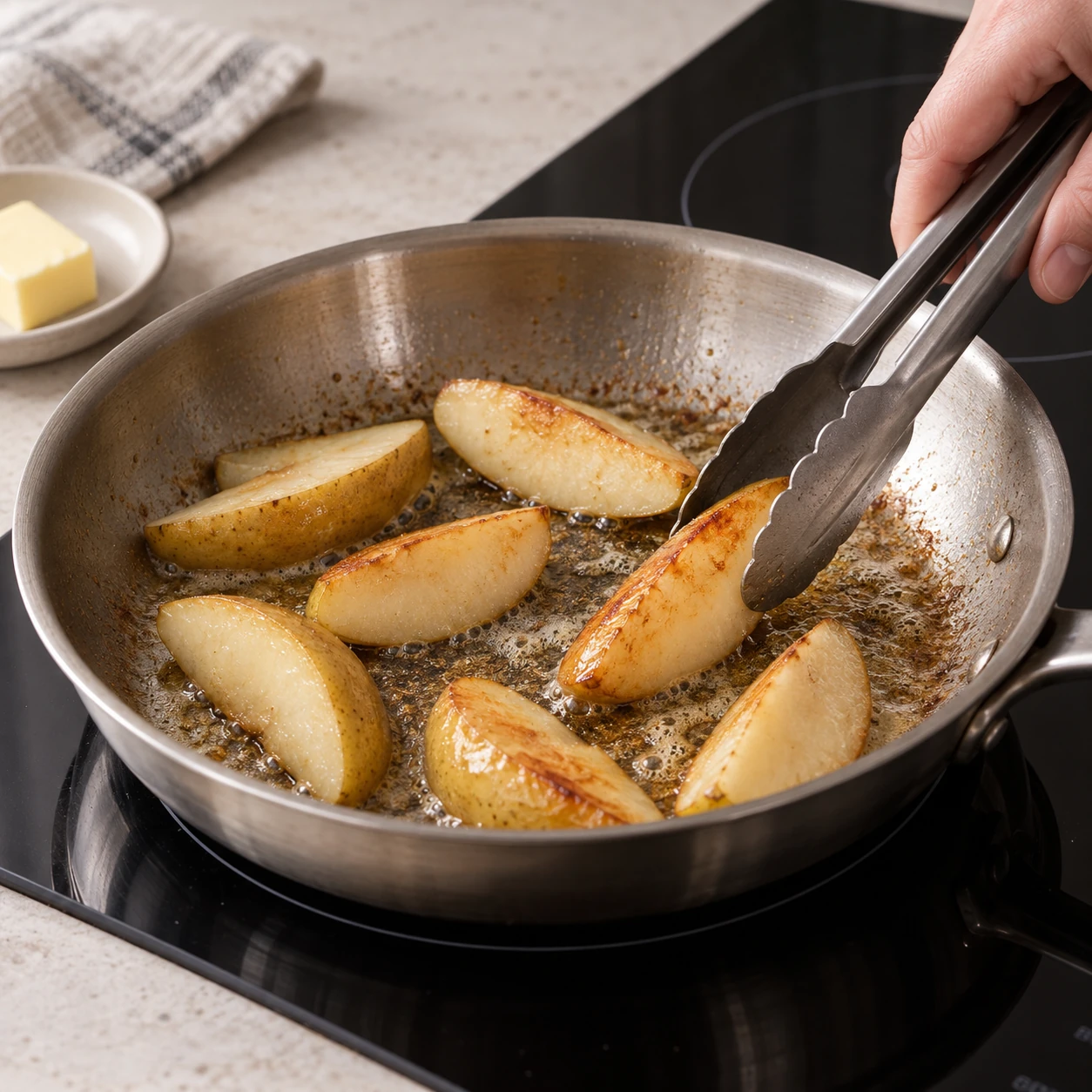 Brown the pears