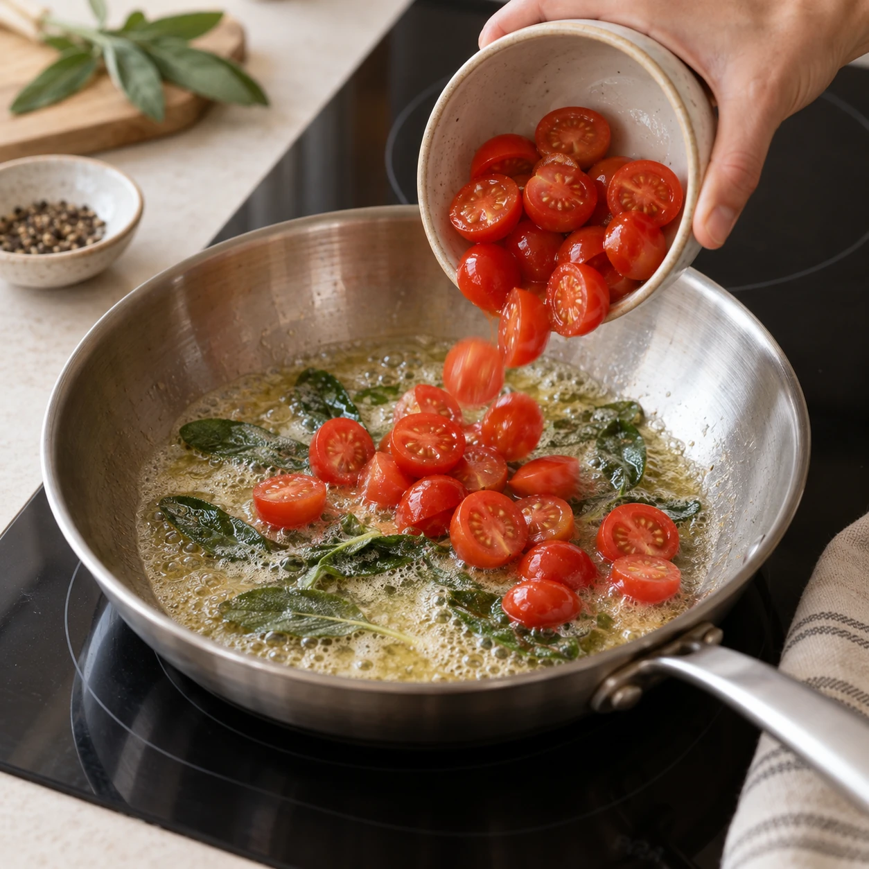 Make the sage-tomato butter