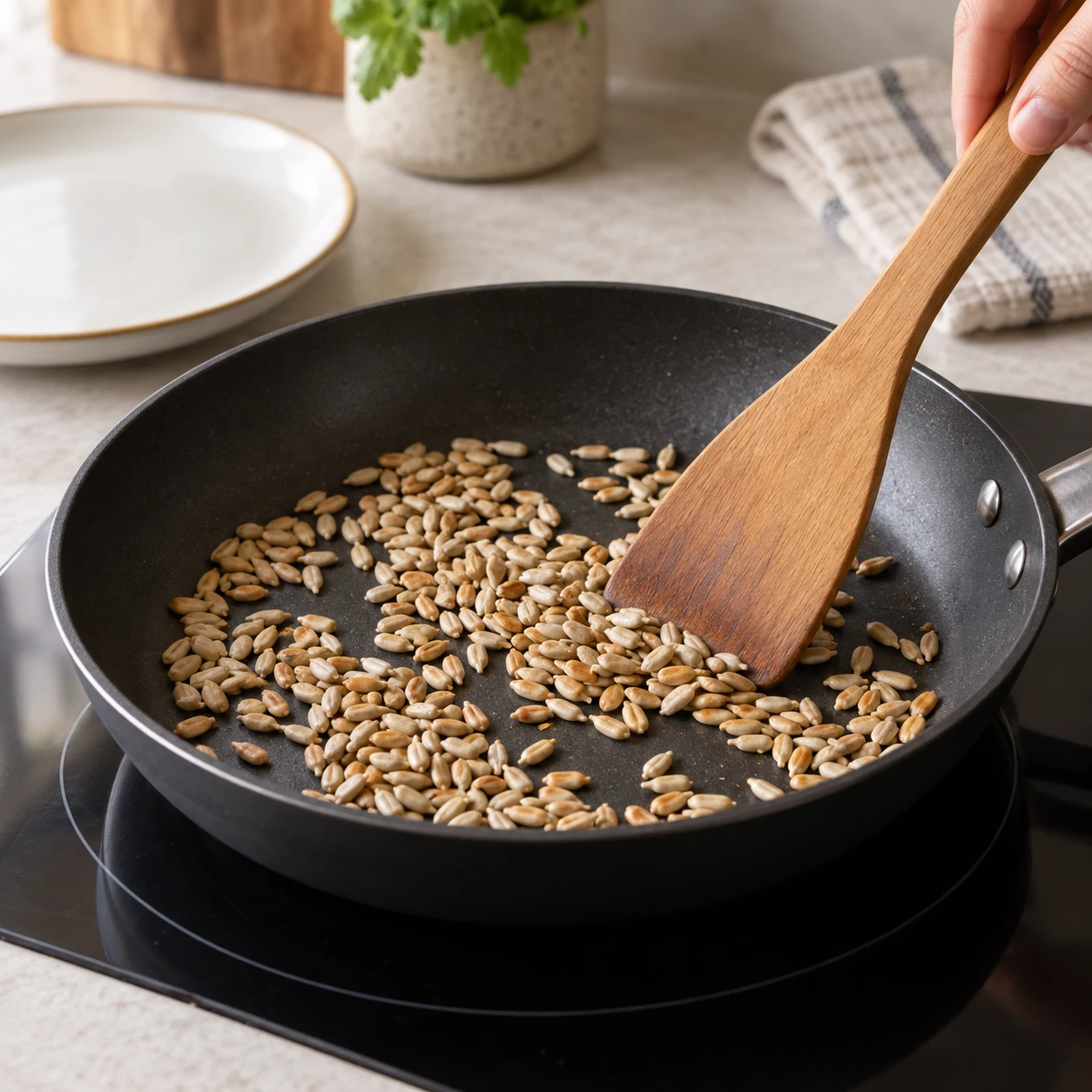 Toast the sunflower seeds
