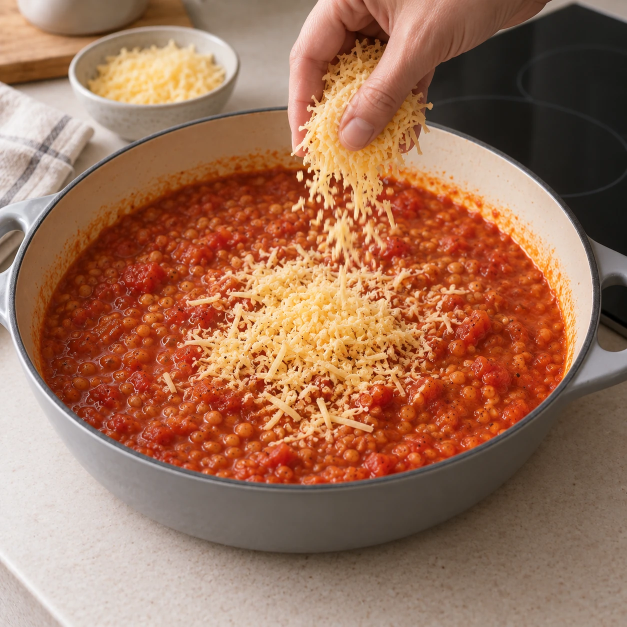 Add the cheddar off heat