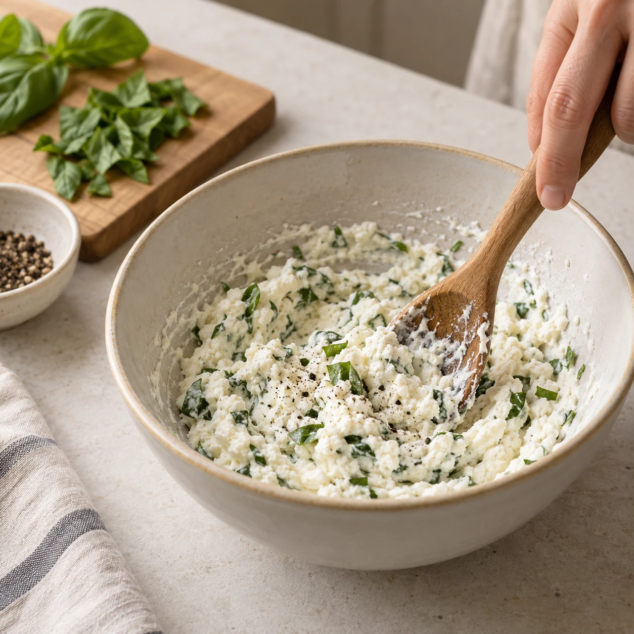 Mix the herbed ricotta