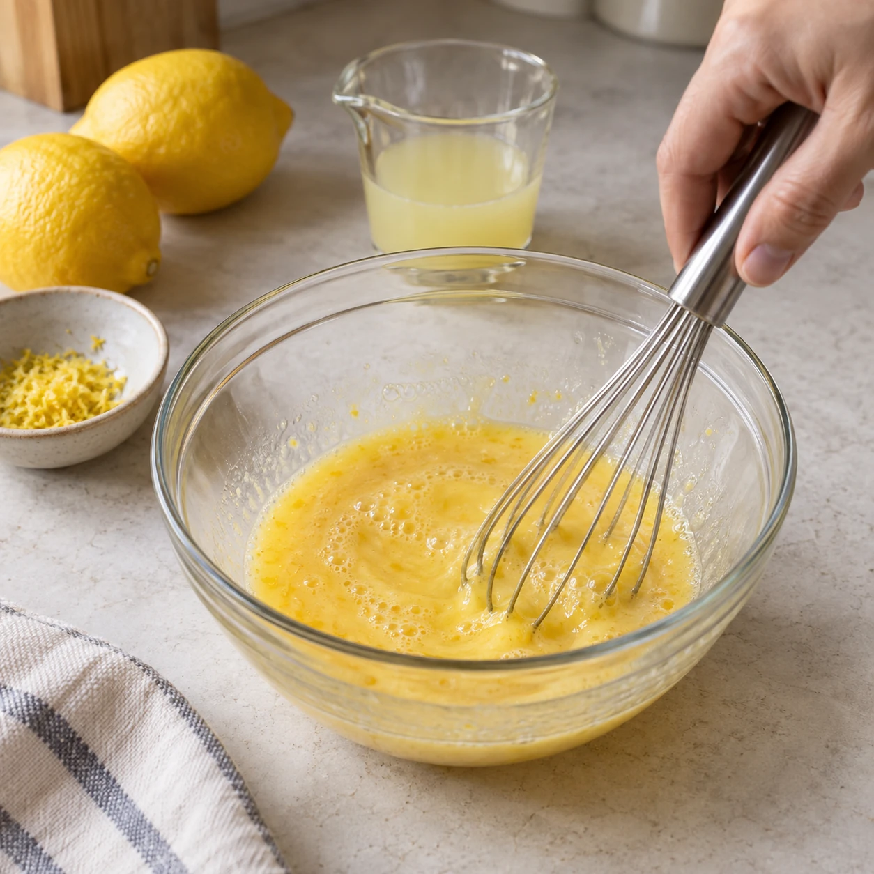 Prepare the egg-lemon finish