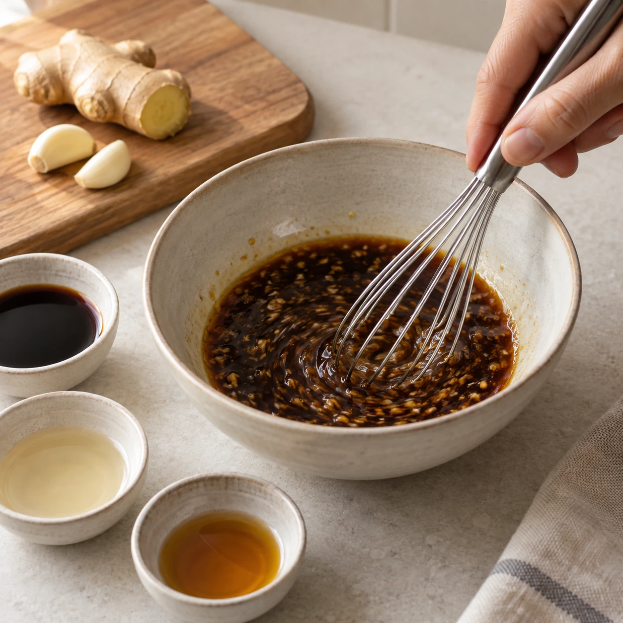Make the ginger-sesame sauce