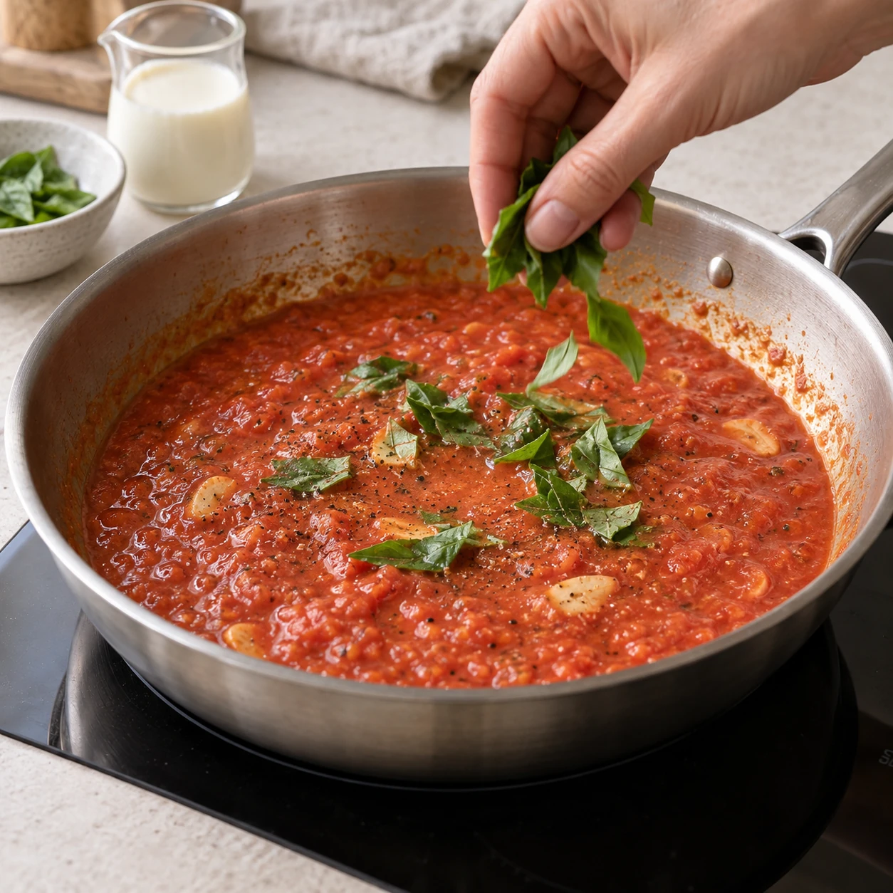 Make the tomato cream sauce