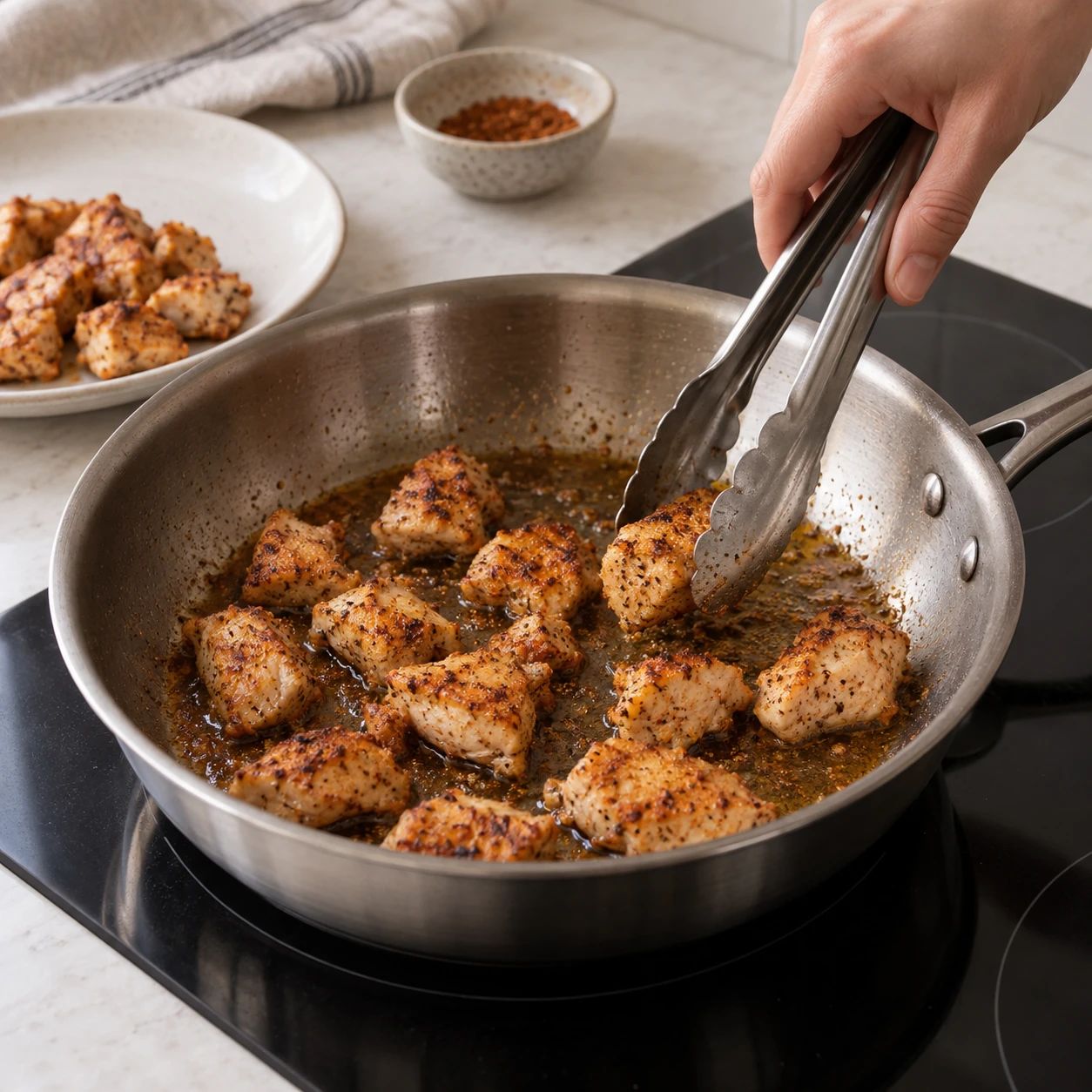Sear the Cajun chicken